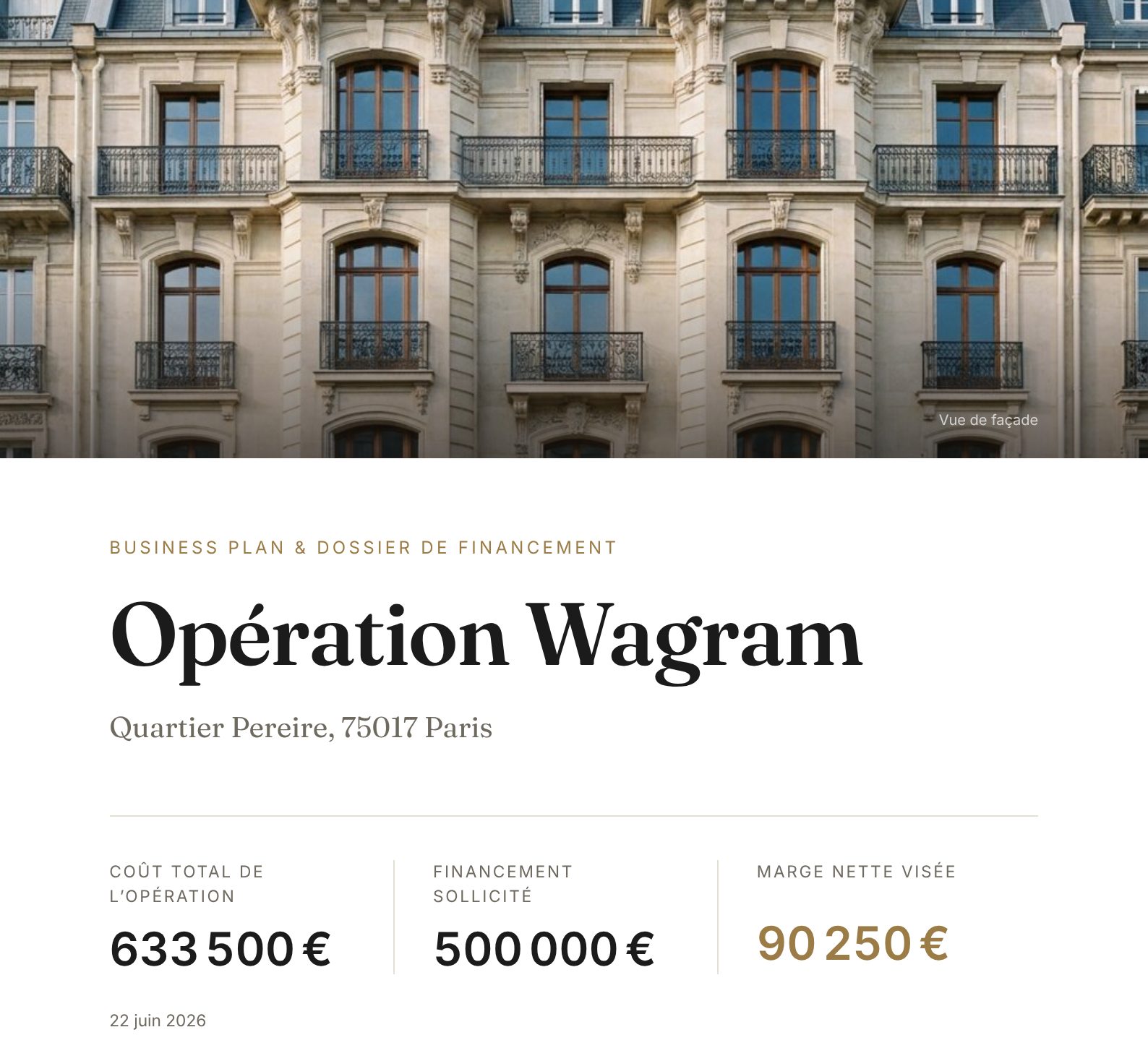 Aperçu du dossier bancaire exemple de marchand de biens (PDF MDBExpert)